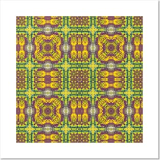 Greens and Purples Square Pattern - WelshDesignsTP004 Posters and Art